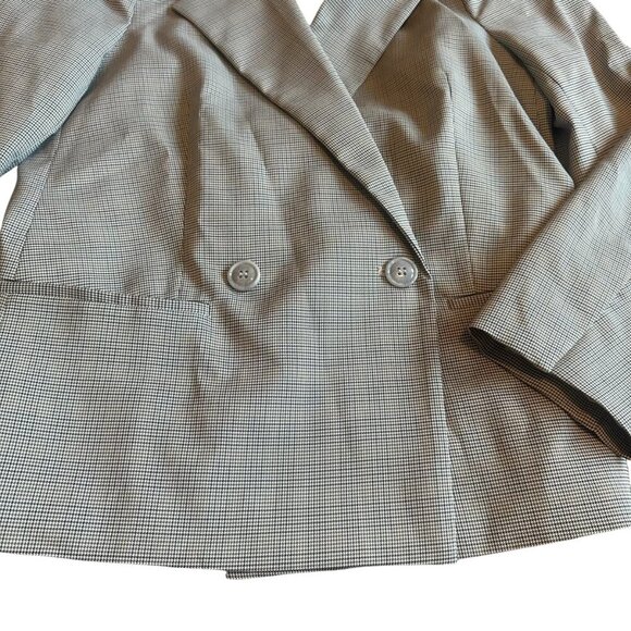Remain Grey Plaid Check Button-Down Blazer Jacket Boxy Oversized Size 8 Women's - Picture 9 of 14